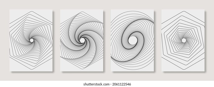 Set of cover design template. Minimal round lines geometric shape composition for poster, flyer, banner, brochure and wallpaper. Eps 10 vector