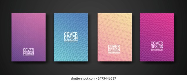 set cover design template with modern geometric lines textured pattern and colorful dynamic gradation. for element design and other users. vector Illustration
