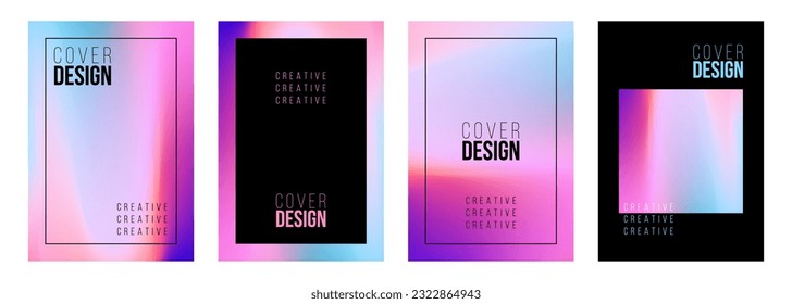 Set von Cover-Design-Vorlagen. Abstrakte unscharfe Hintergründe mit lebhaften Farbverläufen und schwarzer Farbe. Grafische Vorlagen. Vektorgrafik.