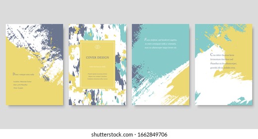 Set of Cover Design Templates with Grunge Brush Strokes. Abstract Vector Backgrounds.