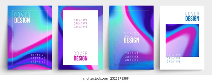 Set of cover designs. Abstract backgrounds with bright dynamic gradients. Flowing colors. Graphic templates. Vector illustration.
