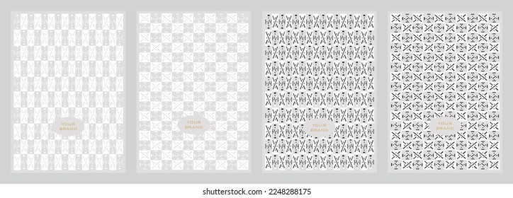 Set of Cover Designs, backgrounds, catalogues, invitations, textile patterns. Creative abstract freehand sketch of stems and dots elements. vector, luxury, simple. hand sketch pattern