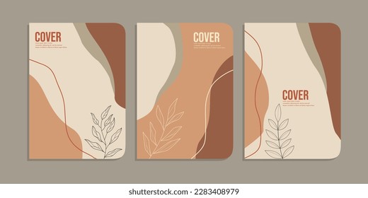 conjunto de diseños de cubiertas con decoraciones florales a mano. fondo botánico retro abstracto. tamaño A4 Para portátiles, libros, diarios, planificadores, folletos, libros, catálogos