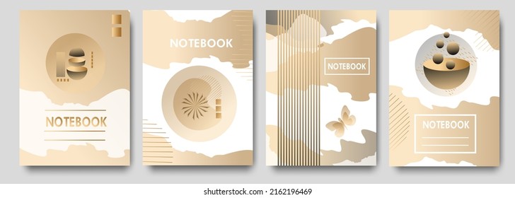 Set of cover designs for notebook, notepad, poster or banner, invitation with abstract  shapes and elements. Vector illustrations , template for design, modern contemporary art , trend 