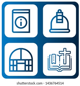 Set of cover icons such as Book, Cupping, Dome greenhouse, Bible , cover
