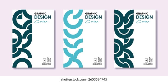 Set of cover layout with abstract shapes in flat style, can be used for branding projects, print-ready promotional materials, corporate annual report and poster