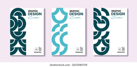 Set of cover layout with abstract shapes in flat style, can be used for branding projects, print-ready promotional materials, corporate annual report and poster