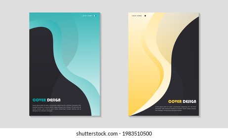 Set Of Cover Modern Elegant Gradient Color In Black Background. Good For Banner, Poster, Card Or Presentation.