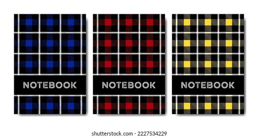 Juego de cuaderno de portada con patrón de tartán