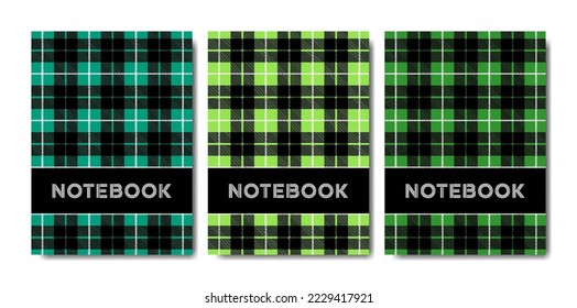 Juego de cuaderno de portada con patrón de tartán