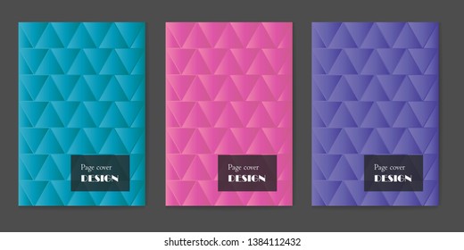 Set of cover page design templates. Vector abstract triangle pattern for poster design. Set of templates for business brochures. Graphic template for cover of flyer, notebook, book..