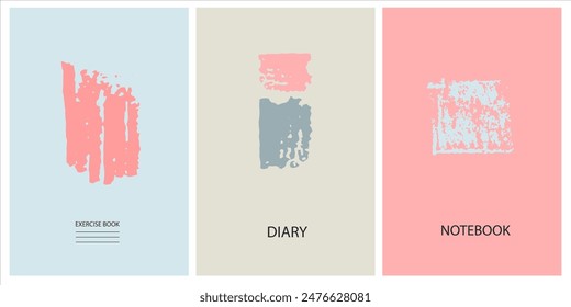 Set of cover page templates based on creative images. Cover or backgrounds for school notebooks, diaries. Headers isolated and replaceable