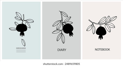 Set of cover page templates based on creative images. Cover or backgrounds for school notebooks, diaries. Headers isolated and replaceable
