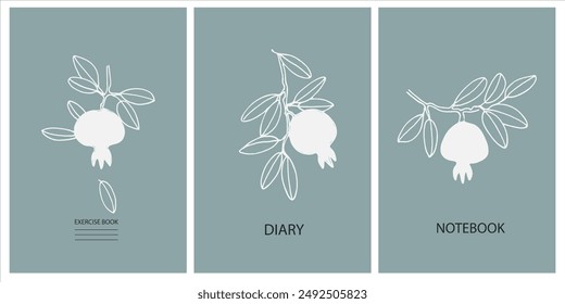 Set of cover page templates based on creative images. Cover or backgrounds for school notebooks, diaries. Headers isolated and replaceable