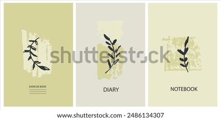 Set of cover page templates based on creative images. Cover or backgrounds for school notebooks, diaries. Headers isolated and replaceable
