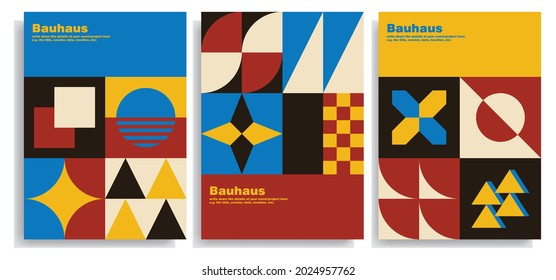 set of cover poster with neo geometry bauhaus design, can be used for books, magazine, event, web banner, brochure, flyer, invitation, and more.