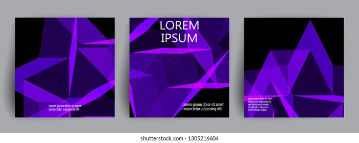 Set of cover template. Geometric background. Abstract 3d colors. Creative design.