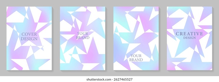Set of cover template with stars and gradient. Modern poster background vector collection. Trendy colorful background for cover design, poster, flyer, cards, catalog, brochure, social media.