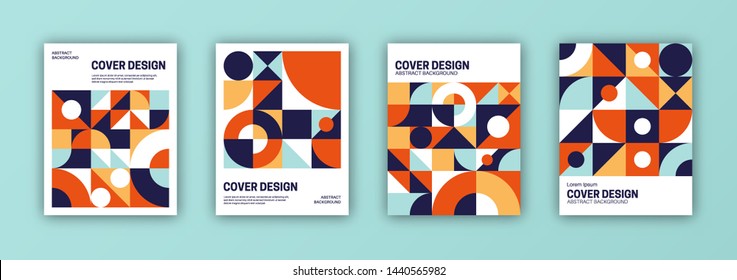 Set of cover templates. Abstract geometric shapes composition.