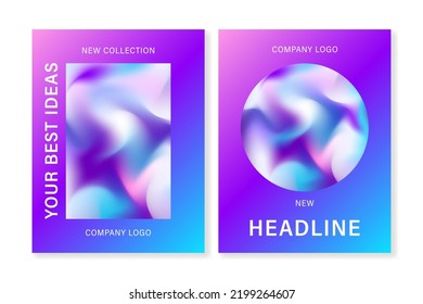 Set of cover templates with abstract gradient shapes. For brochures, booklets, catalogs, magazines, notebooks, business cards, social media and other projects. For web and print.