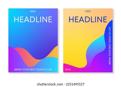 Set of cover templates with abstract gradient waves in a modern style. For brochures, booklets, banners, posters, business cards and other projects. For web and print.
