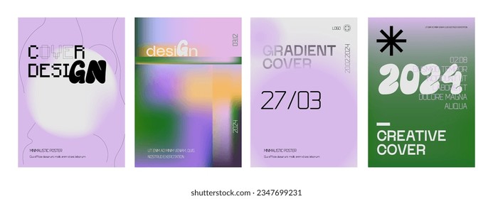 Set of cover templates with colored bright gradient backgrounds. For covers, posters, banners, flyers, presentations and other projects. Vector, can be used for printing.