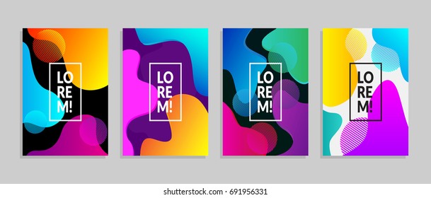 Set of cover templates with fluid color shapes. Covers, placards, banners, posters, flyers, presentations and annual reports. Trendy minimal design. Vector illustration. Eps 10.