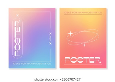 Set of cover templates with gradient backgrounds and minimalistic design. For posters, brochures, booklets, social media and other projects. Just add your text.