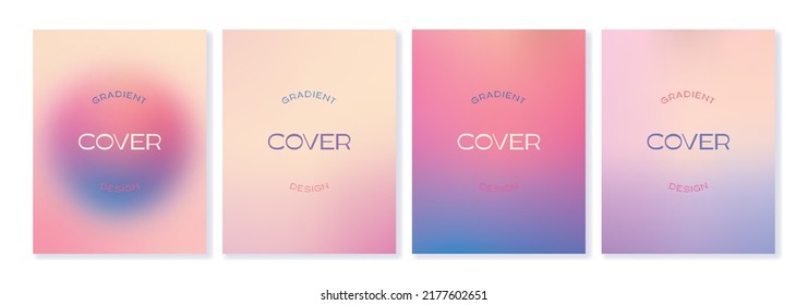 Set of cover templates with gradients and blurry shapes. For brochures, booklets, catalogs, branding, social media and other projects. For web and print.