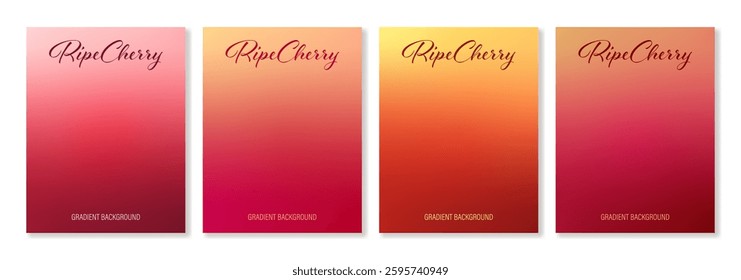 Set of cover templates with gradients in red and pink that resemble ripe cherries. Great for Valentine's or Women's Day, weddings, birthdays, anniversaries and other romantic and bright projects. 