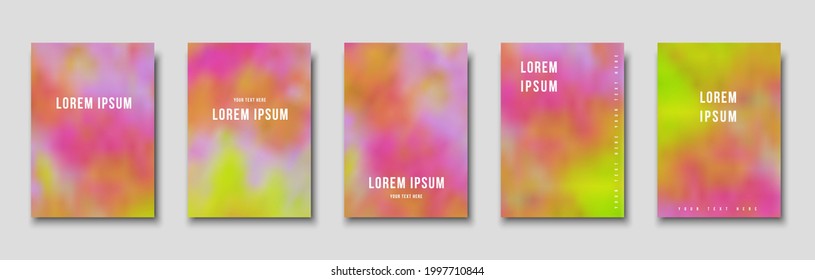 Conjunto de plantillas de portada. El color de la corbata psíquico pintado a mano desdibujó el fondo. Ilustraciones vectoriales para folletos, carteles y carteles
