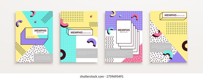 Titelvorlagen in Memphis-Design, für Broschüren, Präsentationen, Flyer- und Booklet-Cover-Nutzung