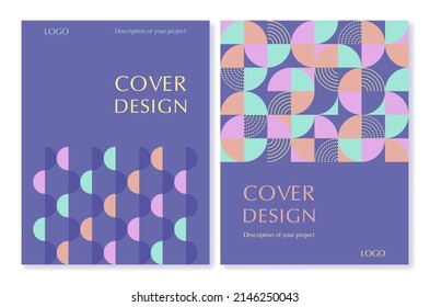 Set of cover templates in neo geo style in trendy colors 2022. For brochures, catalogs, magazines, branding, business cards , social media and other modern projects.