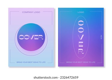Set of cover templates with pastel gradient backgrounds and line design. For brochures, posters, banners, flyers, presentations and other projects in a modern style. For web and printing.