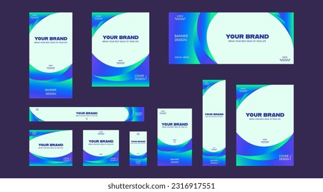 Set von Cover- und Web-Banner Vorlagen in einem dynamischen modernen Stil. Für Werbung, Broschüren, Broschüren, Präsentationen und andere Projekte. Fügen Sie einfach Ihren Text hinzu.