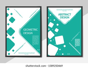 A set of covers of A-4 format in the flat style with squares of different shapes for books, brochures and prints.