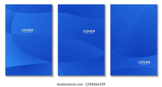 set of covers abstract blue wave colorful gradient background