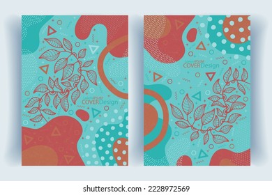 Set of covers with abstract shapes. Cover layouts A4 format, vertical orientation.