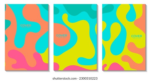 conjunto de cubiertas vectorial abstracto colorido fondo de verano orgánico