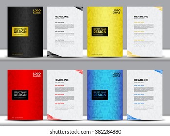 Set Of Covers Annual Report Design Vector Illustration, Polygon Background, Leaflet, Book  ,booklet, Portfolio, Brochure Flyer, Company Profile, Catalog