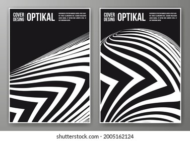 Set of covers in black and white, for posters, books, brochures, Modern and dynamic style that produces a slight optical effect.