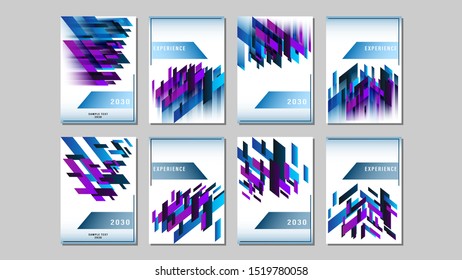 Set covers blue and purple gradient abstract geometric shapes rectangle design for Presentation, Annual Reports, Brochures, Posters, Document Pages. A4 Title Sheet Template vector illustration.