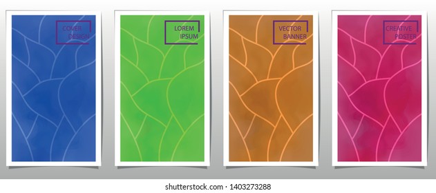 Set of covers, brochure, flyer template design with abstract background
