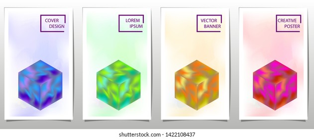 Set of covers, brochure, flyer template design with abstract background
