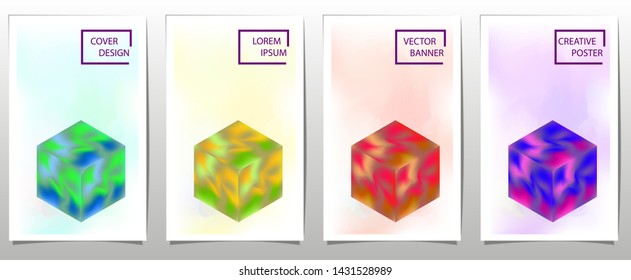 Set of covers, brochure, flyer template design with abstract background

