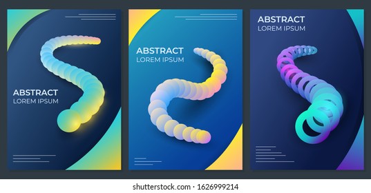 Set of covers with colored abstract gradient serpentine circles on a dark background.