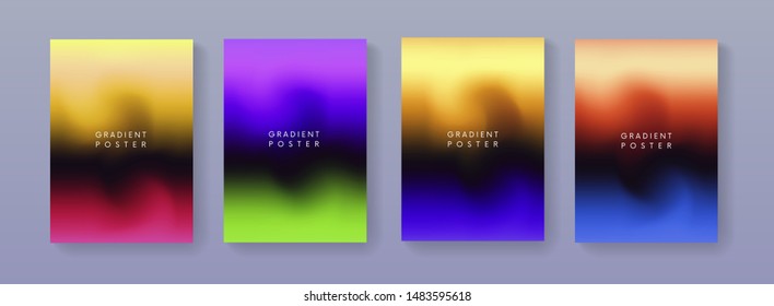 Set of covers with colorful vibrant gradient backgrounds. Trendy modern design poster.  A4 size abstract backdrop illustrations for brochure, banner, print, flayer, card, placard.