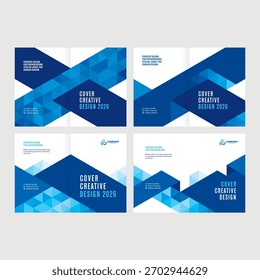 Un conjunto de cubiertas para catálogos de diseño y folletos, estilo poligonal para presentaciones