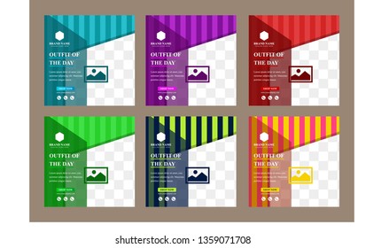 Set Covers Design in Minimal Geometric Style. Gradients, Lines, Shapes. Social Media Templates, Abstract Flyers, Posters, Trendy Minimalist Ad Brochure Design. Square Banner. 