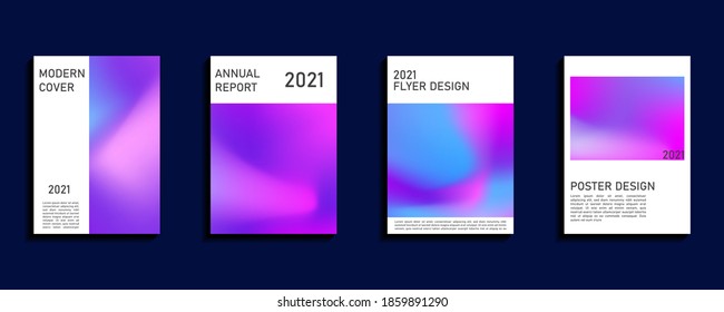 Conjunto de plantillas de diseño de portadas con fondo luminoso y borroso. Diseño moderno y de diseño. Plantillas de vectores para informes anuales, afiches, volantes y libros. Ilustración vectorial.